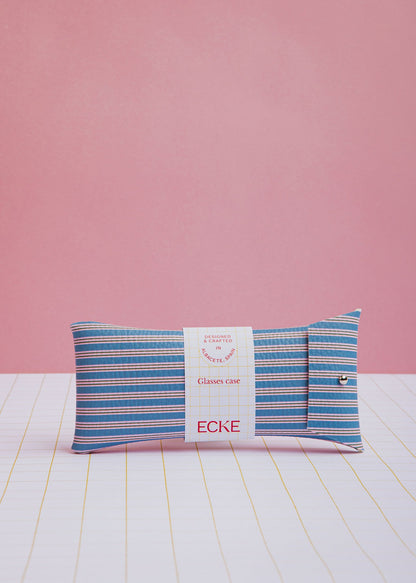 Blauw & roze gestreepte brillenhoes