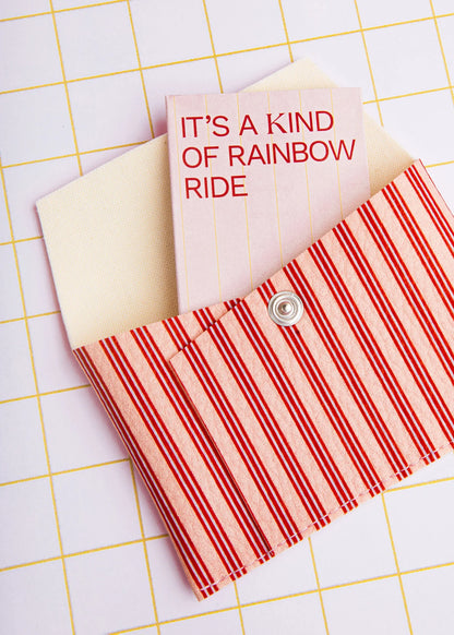 Portemonnee/kaarthouder met koraal & roze strepen