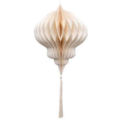 Kerstornament ecru met goudenrand & kwast  - handmade & fairtrade