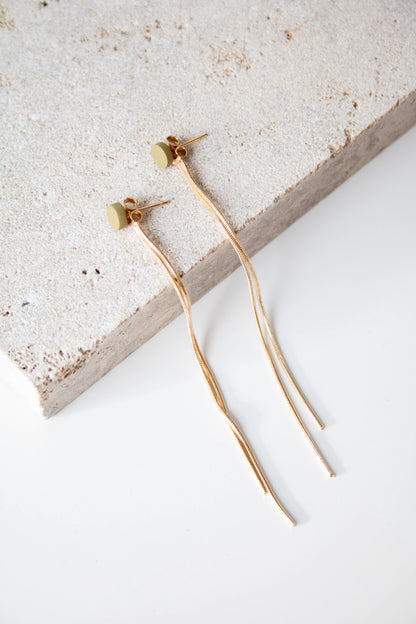 Li Gold | Oorbellen - olive green