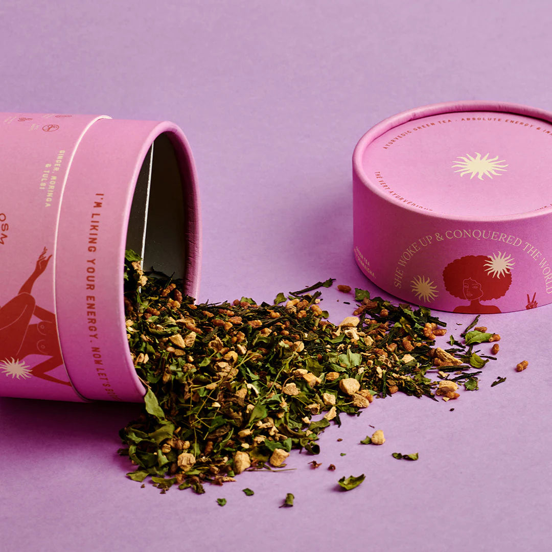 Energiethee: Genmaicha gember- en tulsi-groene thee