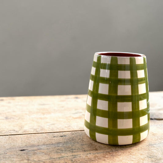 Vulcano Vaas (M) - grote ruiten - olijfgroen