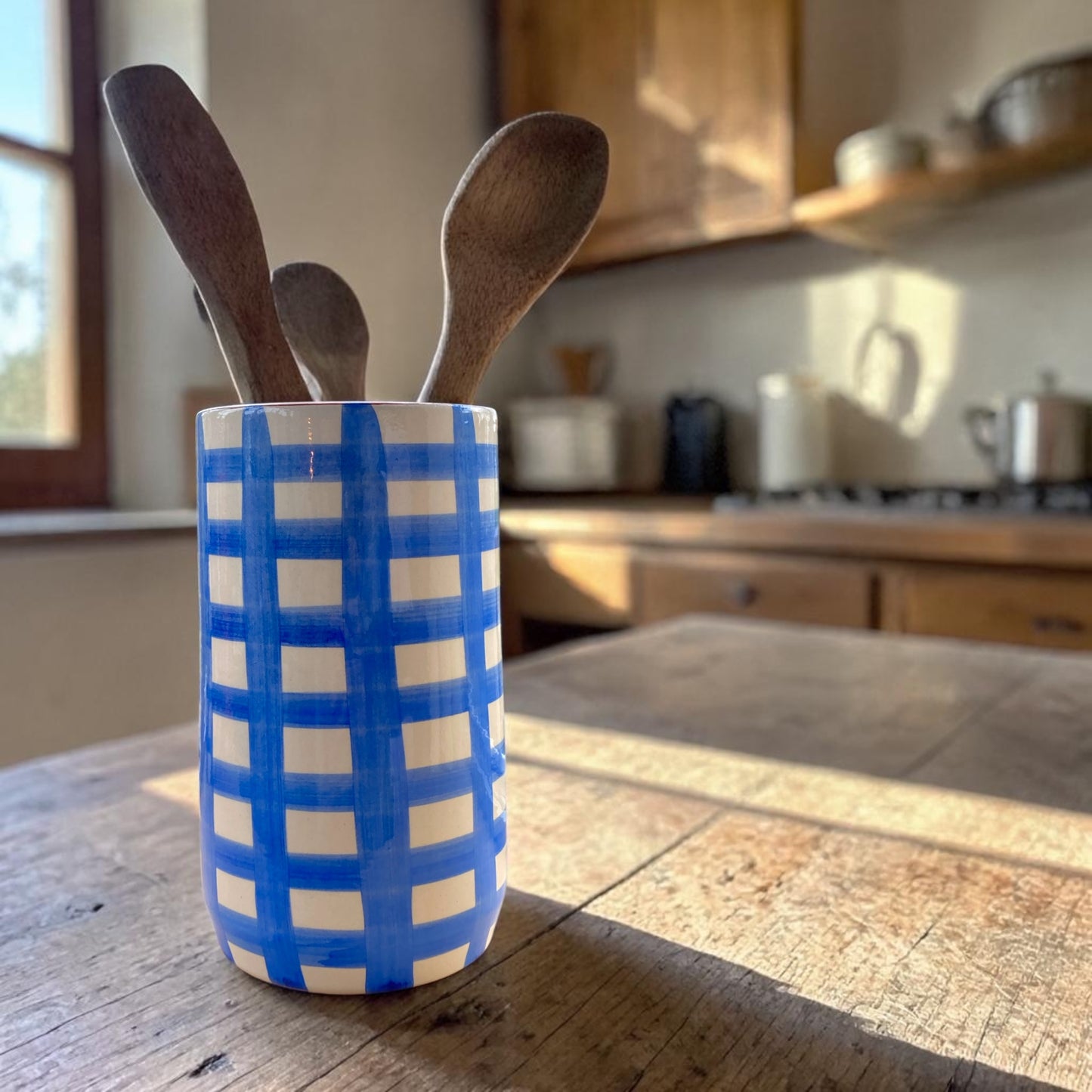 Strakke vaas / geriefhouder - Grote ruiten - Royal Blue