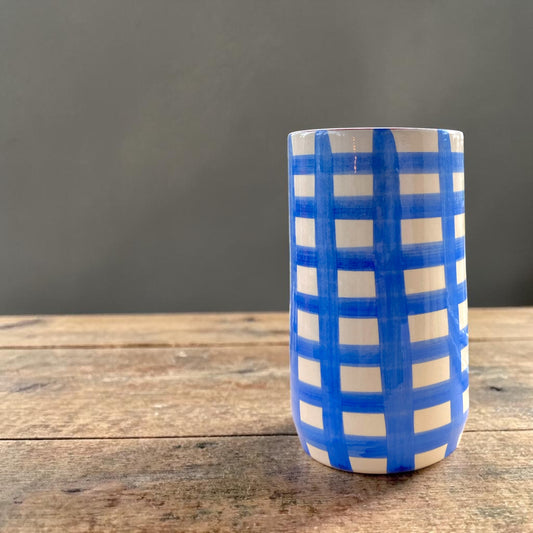 Strakke vaas / geriefhouder - Grote ruiten - Royal Blue