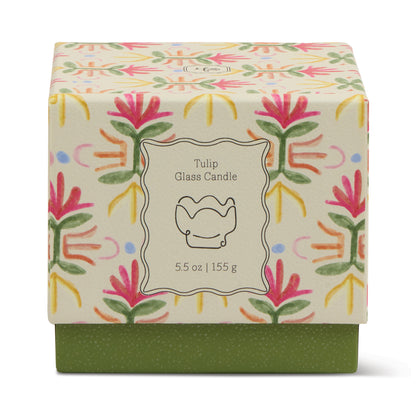 Tulp geurkaars - bronzed Gardenia - roze/groen