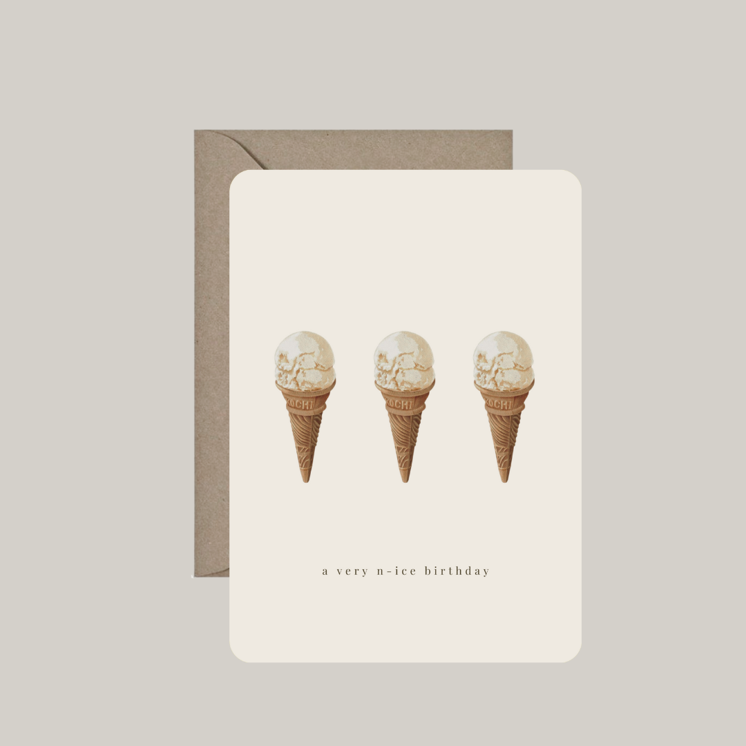 Postkaart 'a very n-ice birthday' met enveloppe