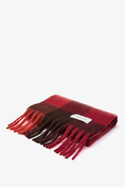 De Reykjavik-sjaal - 100% gerecycled - bordeaux geruit