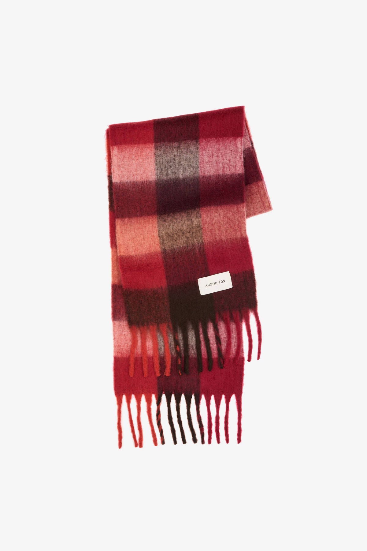De Reykjavik-sjaal - 100% gerecycled - bordeaux geruit