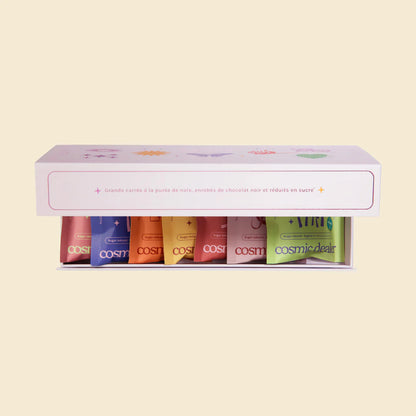Doos met 7 stuks notenboterchocolaatjes  (bestsellersmaken)- Chakra-doos