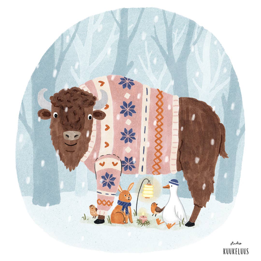 Kerstkaart wisent
