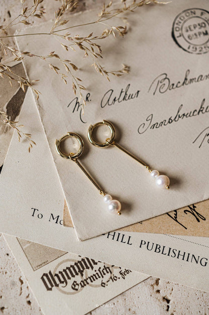 Pareldruppel oorbellen 'Elise'