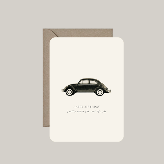 Postkaart 'happy birthday - quality never goes out of style' met enveloppe