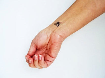 vintage bees tijdelijke tattoo in zwart (set van 6)