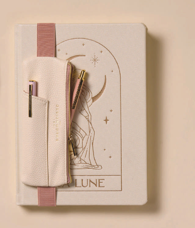 Vegan Leather Pen Pouch - Cream + Taupe