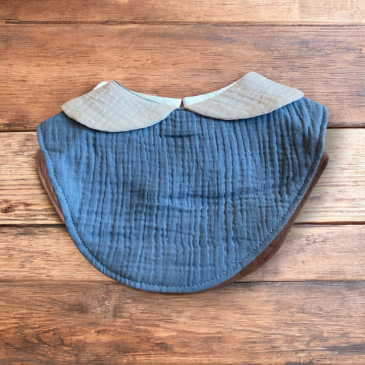 Slabber hydrofiel met schattig kraagje - blauw