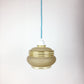 Glazen lampje met een goud randje & blauw snoer