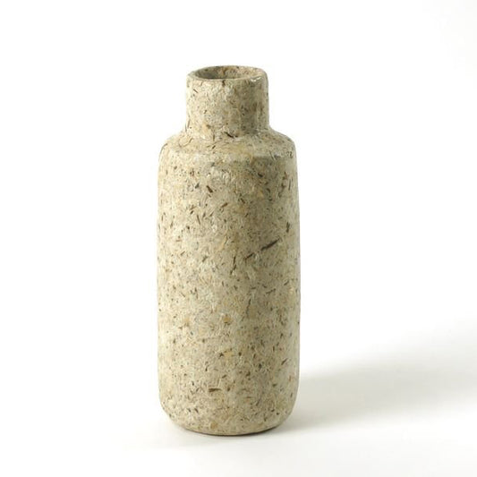 Vaas van een gerecyclede plastic fles & houtsnippers - 24 cm