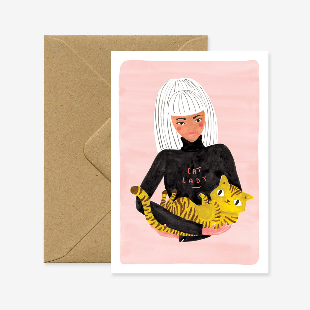 Postkaart 'Cat Lady'