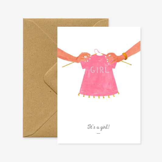 Postkaart  'It's a girl'