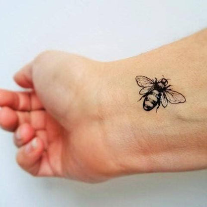 vintage bees tijdelijke tattoo in zwart (set van 6)